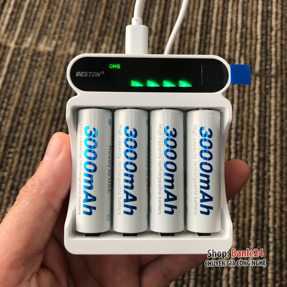 Bộ sạc nhanh, tự ngắt C9023 hãng Beston tặng kèm nguồn 5v1A và pin sạc