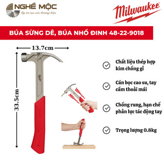 Búa vuốt lai mặt trơn milwaukee 48-22-9018