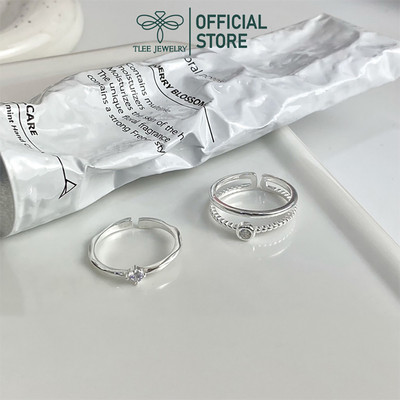 Nhẫn bạc nữ TLEE , nhẫn ghép hai mẫu đá mini xinh xắn TLEE JEWELRY
