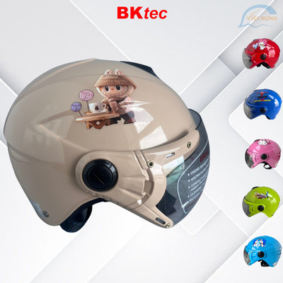 Mũ bảo hiểm trẻ em có kính BKtec - BK14 - Dành cho bé từ 5 đến 10 tuổi, bé nặng dưới 30kg - Vòng đầu từ 52-54cm - Labubu