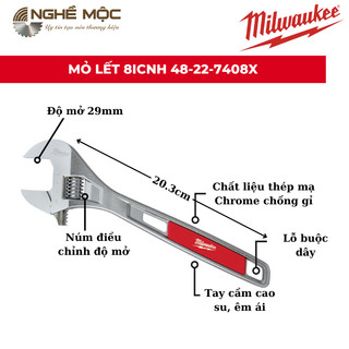 Mỏ lết 8 inch milwaukee 48-22-7408x