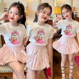 set váy bé gái labubu  gồm váy kèm áo ngắn tay 10-35kg nhà mộc baby store