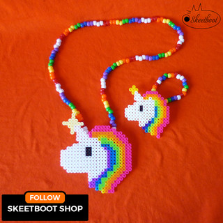 Vòng kandi Unicorn - vòng cổ perler đầu kì lân - phụ kiện rave edm festival raver kandi perler DJ