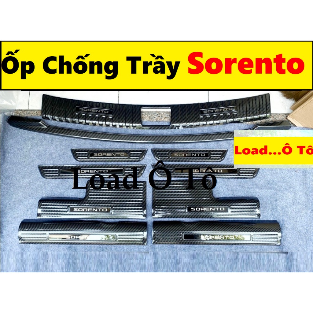 Ốp Bậc Cửa, Nẹp Bước Chân, Cốp Sau KIA Sorento 2025-2021 Vân Carbon Cao Cấp