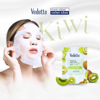 Mặt nạ giấy thiên nhiên Vedette Kiwi 22ml - Dưỡng ẩm, Làm mền mịn da & Sáng rạng rỡ
