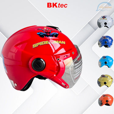 Mũ bảo hiểm trẻ em BKtec - BK14 Đỏ Spider man - dành cho bé từ 5 đến 10 tuổi, bé nặng dưới 30kg - Vòng đầu từ 52-54cm