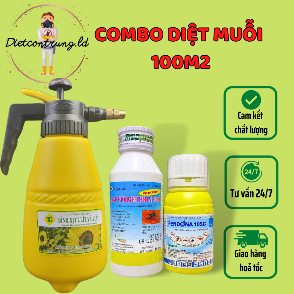 Combo Diệt Muỗi Siêu Tốt Fendona 50ml + Map 100ml + Bình 2lít