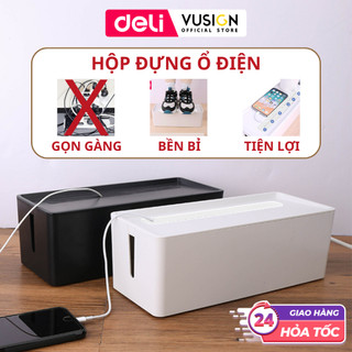 Hộp Đựng Ổ Cắm Điện DELI Tiết Kiệm Không Gian, Hộp Nhựa ABS Đựng Giắc Cắm, Dây Điện Cáp Sạc Tiện Lợi