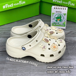 Dép sục cross classic platform unisex đế cao 4.5cm tặng kèm 12 stickers 3D full tag độ hoàn thiện đỉnh cao