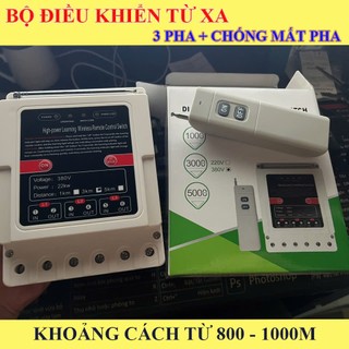  Công tắc điều khiển từ xa 3 pha 10kw tầm xa 3km lắp cho máy rửa xe máy bơm tưới tiêu...,công tắc không dây 380v 