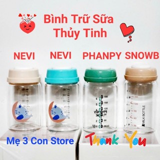 PHANPY/NEVI/COMI Bình Trữ Sữa Thuỷ Tinh Cao Cấp 180ml,260ml