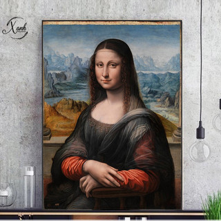 Tranh canvas chân dung Mona Lisa nghệ thuật tặng đinh treo tranh