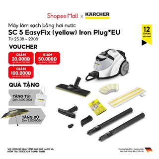 (Sản xuất Đức) Máy làm sạch bằng hơi nước Karcher SC 5 Easyfix EU công suất nhiệt 2200w với hiệu quả làm sạch 150 m2