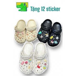 dép cross💖FREESHIP💖dép cross band tổng hợp 5 màu hoạt tiết đế bánh mì tặng thêm 12 jibitz cross