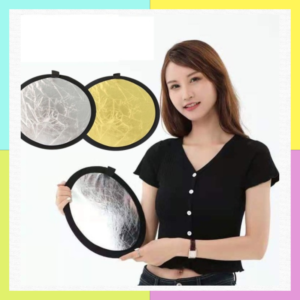 Tấm hắt sáng tròn 2 mặt đầy đủ kích thước 2 trong 1 vàng bạc