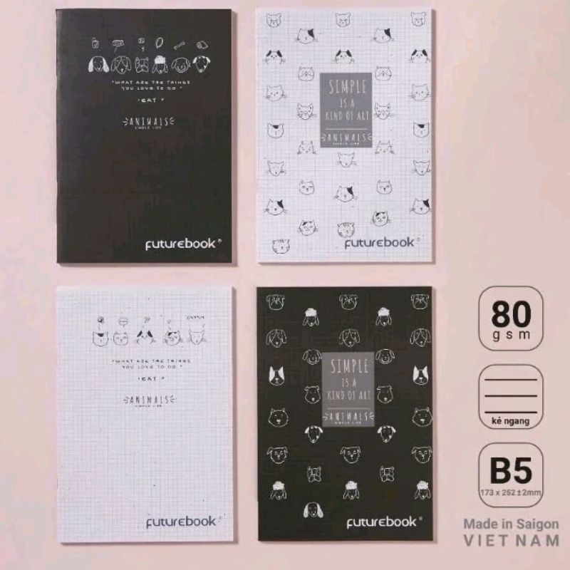 10 quyển vở kẻ ngang FutureBook Animals 80gms 80 trang/200 trang