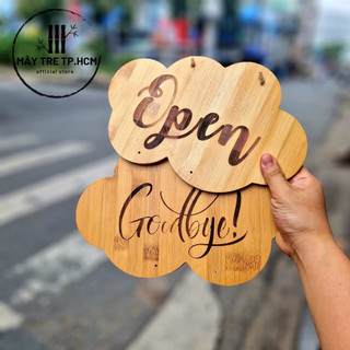 Bảng gỗ treo cửa hai mặt Open/Close & Welcom/Goodbye