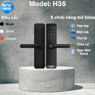 Khoá thông minh cửa gỗ chống nước Model H35 - Phù hợp cửa gỗ, cửa thép chống cháy