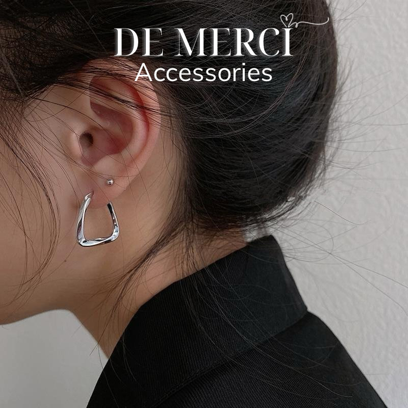 Khuyên tai nữ bạc 925 DE MERCI ACCESSORIES tiểu thư phủ bóng phụ kiện trang sức nữ BT027