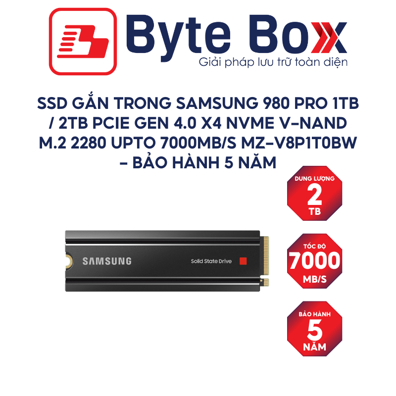 SSD gắn trong Samsung 980 PRO 1TB/2TB PCIe Gen 4.0 x4 NVMe V-NAND M.2 2280 upto 7000MB/s MZ-V8P1T0BW