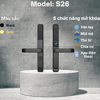 SAIYANAI Khóa cửa thông minh S26 - Phù hợp cửa nhôm kính, cửa gỗ có đố rộng nhỏ