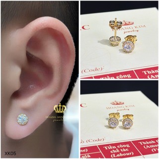 Bông tai nam nữ bạc xi vàng 18K Hoàng Minh Châu Jewelry (XK05) - khuyên tai bạc XI VÀNG 18K
