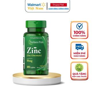 Kẽm Puritan's Pride Zinc 50mg giúp tăng cường sinh lý nam giới, giảm mụn nội tiết và tăng testosteron nội sinh