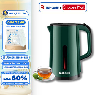 Ấm Siêu Tốc Runhome , Ấm Đun Nước Công Suất 1500W Dung Tích 2,5L Cách Nhiệt Cách Điện Tự Ngắt Khi Sôi, Bảo Hành 12 Tháng