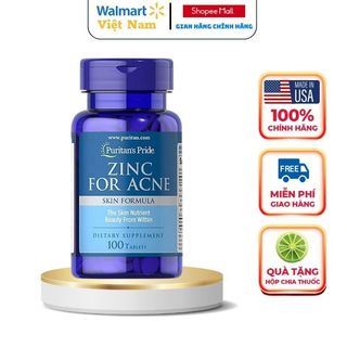 Kẽm giảm mụn nội tiết Puritan's Pride Zinc For Acne 100 viên của Mỹ giúp bổ sung kẽm, đẹp da, tăng sức đề kháng
