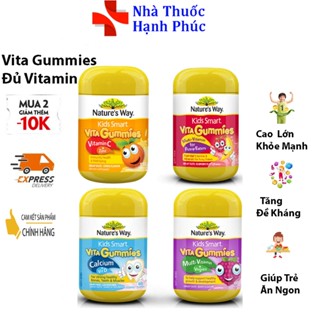 [Chính Hãng] Vita Gummies nature's Way Kẹo Gum Bổ Sung Vitamin cho bé - Hộp 60 viên - 7 vị