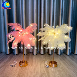 Đèn Ngủ Lông Vũ Để Bàn Nhỏ Xinh, Đèn Lông Vũ Chụp Hình Decor Sản Phẩm Quà Tặng Đám Cưới Lông Vũ