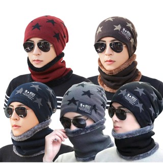  Mũ Len Nam Nữ Hàn Quốc Chùm Đầu Kèm Khăn Quàng Cổ Ngôi Sao ML80 