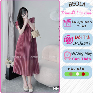 Đầm babydoll dáng dài bigsize đi dự tiệc xinh xắn thoải mái thiết kế dập ly phối tay cánh tiên vải voan cao cấp