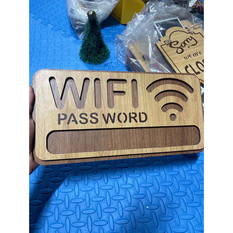 Bảng treo wifi password 2 lớp decor đẹp