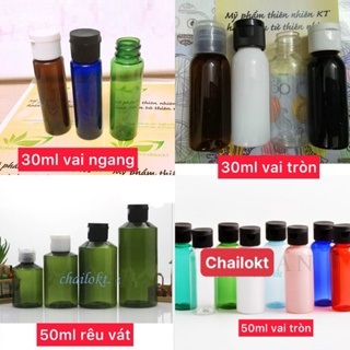 Chai nhựa nắp mở lật (SET 10SP) 30ml 50ml, chai nhựa chiết mỹ phẩm