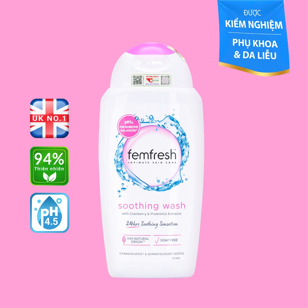 Dung Dịch Vệ Sinh Phụ Nữ Femfresh Soothing Wash 250ml (Màu Hồng)
