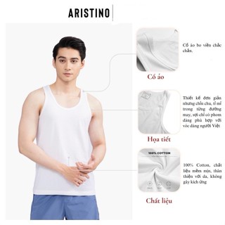 Áo ba lỗ nam ARISTINO chất liệu vải 100% cotton bề mặt vải mềm, mịn, mỏng, mát,không nhăn, không bai