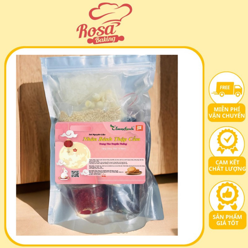 Set nguyên liệu làm bánh trung thu nhân thập cẩm truyền thống có kèm theo giấy hướng dẫn làm bánh