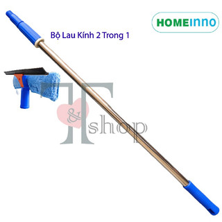 Cây Lau Kính ,Gạt Nước Kính 2 Trong 1 (1 Đầu 2 Mặt) Homeinno Cán Tăng Đơ Dài 1m4
