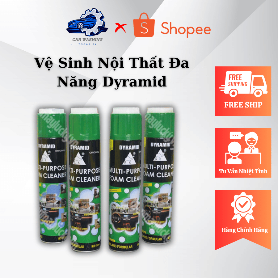 Dung Dịch Xịt Bọt Vệ Sinh Nội Thất Đa Năng Dyramid - Sạch Sẽ, Tiện Lợi, Chất Lượng Cao Lọ 650ML