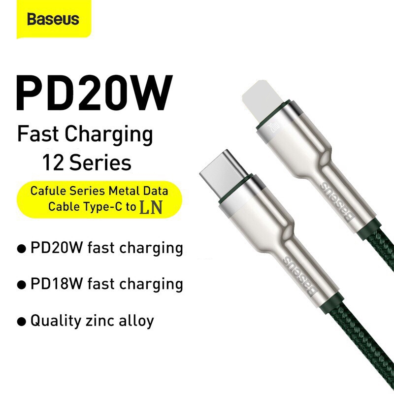 Cáp sạc nhanh Baseus PD20W, Cáp sạc Baseus 20W Type C to LN, Cáp Baseus Metal Chất Lượng
