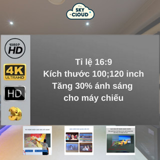 Màn chiếu phản quang treo tường Corisu - Tăng 30% ánh sáng máy chiếu, treo, dán tường tiện lợi