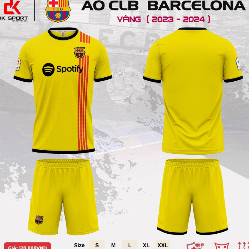 Bộ Đồ Đá Banh CLB Barca vàng
