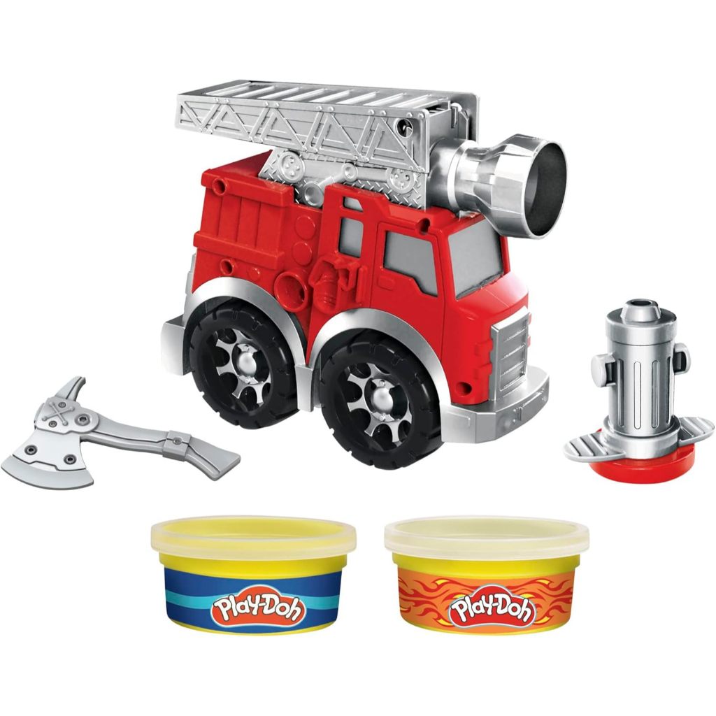 Bộ đồ chơi đất nặn và xe cứu hỏa Play-Doh Wheels Fire Engine Playset with 2 Non-Toxic Modeling Compo