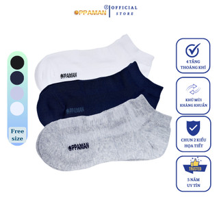 Combo 3 đôi tất vớ nam vải cotton khử mùi nam kháng khuẩn 4 màu cao cấp trơn trên mắt cá cổ ngắn dày OVT2 OPPAMAN