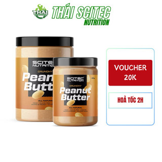 Bơ đậu phộng hạt Peanut Butter không đường không dầu cọ phù hợp ăn chay ăn kiêng Scitec Nutrition cung cấp năng lượng
