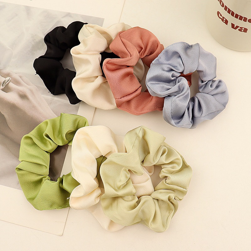 Scrunchies (Vải Satin),Satin Scrunchies Đuôi Ngựa, Scrunchies Cao Cấp Dây Buộc Tóc Đuôi Ngựa