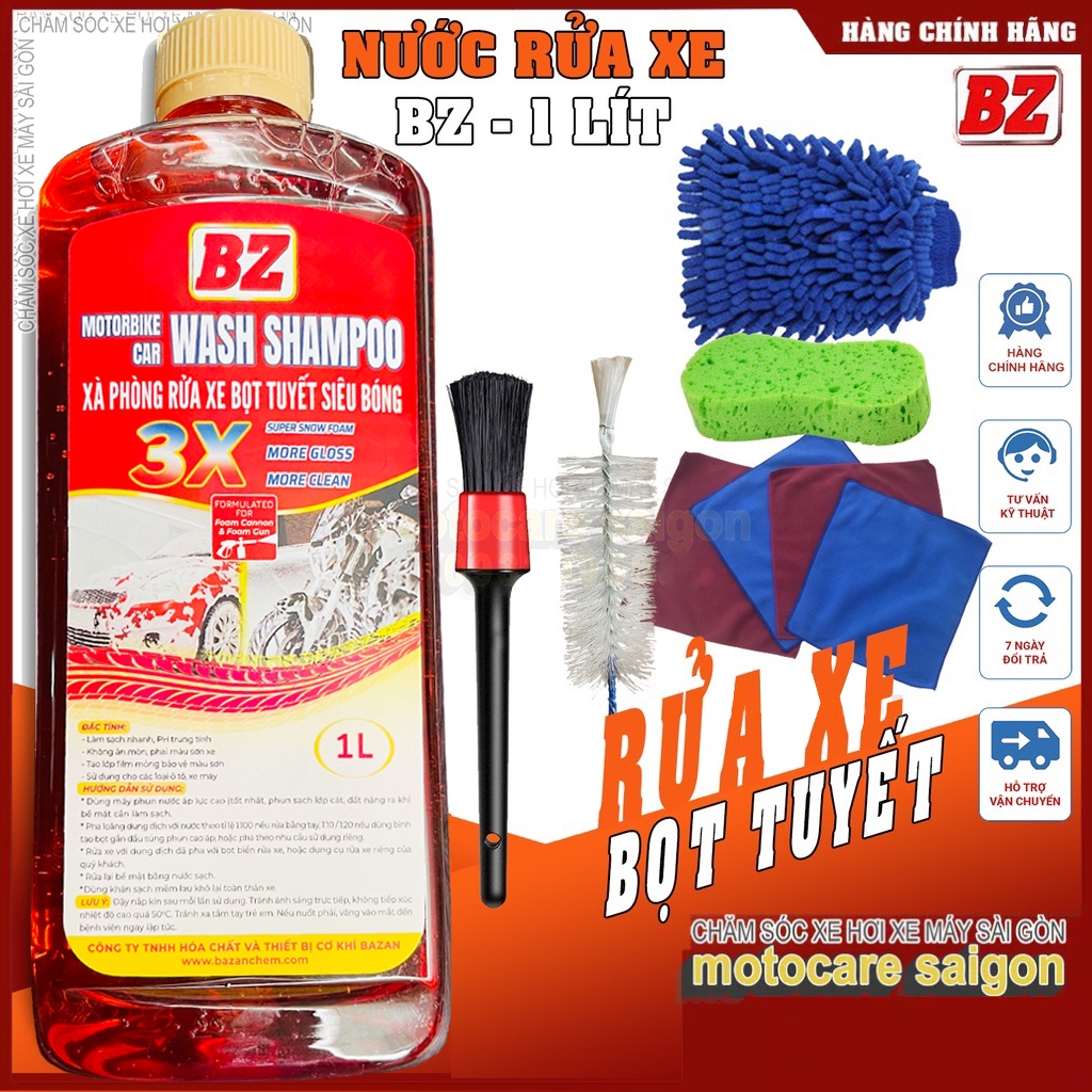 [Combo] Xà bông BZ rửa xe Gloss Shampoo thế hệ mới siêu bọt rửa cực sạch, nước rửa xe BZ