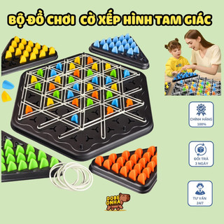Đồ Chơi Cờ Liên Xích, Cờ Xếp Hình Tam Giác Bằng Dây Chun Cao Su, Đồ Chơi Trí Tuệ Hình Học Cờ Dây Giúp Bé Tư Duy Logic