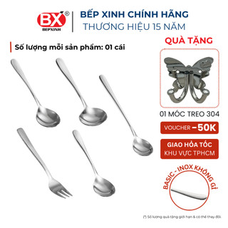 5 cái - Bộ Muỗng Nĩa Inox không gỉ 430, cán trơn, basic, Bếp Xinh